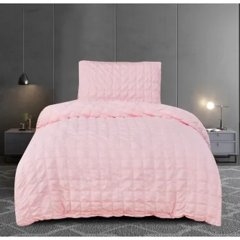 Lenjerie de pat roz din tesatura crep pentru pat de o persoana 140x200 cm Naomi - My House imagine