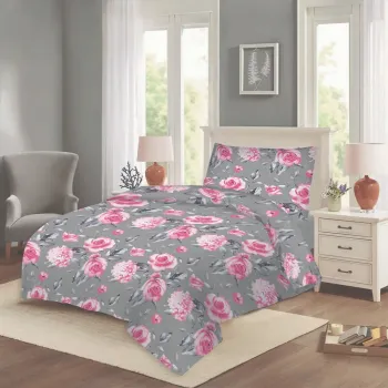 Lenjerie de pat roz/gri din bumbac pentru pat de o persoana 140x200 cm Dana - Cotton House imagine