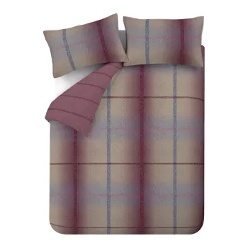 Lenjerie de pat roz-inchis din flanela pentru pat dublu/extinsa 230x220 cm Melrose Tweed Check - Catherine Lansfield imagine