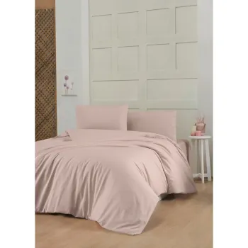 Lenjerie de pat roz/maro din bumbac ranforce pentru pat dublu 200x200 cm - Mijolnir imagine