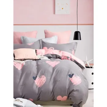 Lenjerie de pat roz/maro din bumbac ranforce pentru pat dublu/extinsa cu cearceaf inclus/cu 4 piese 200x220 cm Beloved - Mila Home imagine