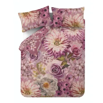 Lenjerie de pat roz pentru pat de o persoana 135x200 cm Rosemoor Floral - RHS imagine
