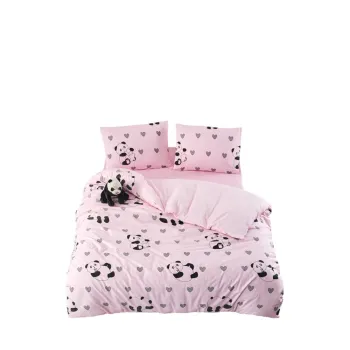 Lenjerie de pat roz pentru pat de o persoana/extinsa cu cearceaf inclus/cu 3 piese 160x220 cm Panda - Mila Home imagine