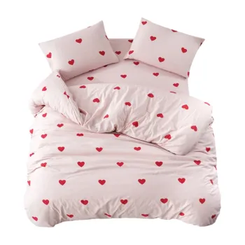 Lenjerie de pat roz pentru pat de o persoana/extinsa cu cearceaf inclus/cu 3 piese 160x220 cm Red Heart - Mila Home imagine