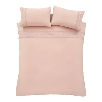 Lenjerie de pat roz pentru pat dublu 200x200 cm Broderie Anglaise - Catherine Lansfield imagine