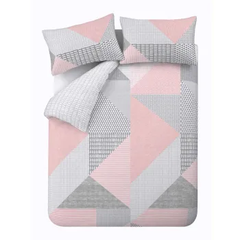 Lenjerie de pat roz pentru pat dublu/extinsa 230x220 cm Larsson Geo - Catherine Lansfield imagine