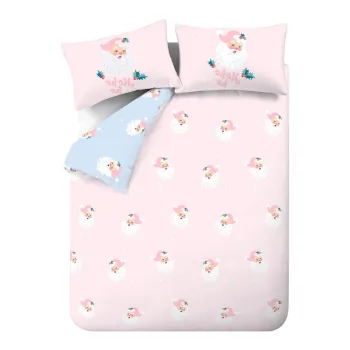 Lenjerie de pat roz pentru pat dublu, extinsa 230x220 cm Vintage Christmas Santa - Catherine Lansfield imagine