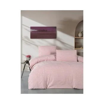 Lenjerie de pat roz pentru pat dublu/extinsa cu cearceaf inclus/cu 4 piese 200x220 cm - Mila Home imagine