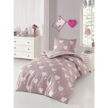 Lenjerie de pat roz prafuit pentru pat de o persoana 140x200 cm Herz - Mijolnir imagine