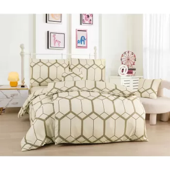Lenjerie de pat single crem micro satin 140x200 cm 6 piese Carter - My House imagine