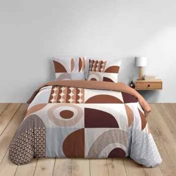 Lenjerie de pat teracota din bumbac pentru pat dublu/extinsa 240x220 cm Gemma - douceur d'interieur imagine