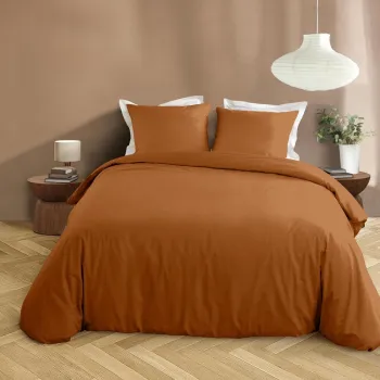 Lenjerie de pat teracota din microfibra pentru pat dublu/extinsa cu 3 piese 240x220 cm Liam - douceur d'interieur imagine