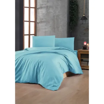 Lenjerie de pat turcoaz din bumbac ranforce pentru pat dublu 200x200 cm - Mijolnir imagine