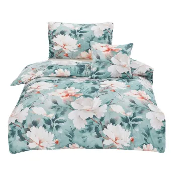 Lenjerie de pat turcoaz din microsatin pentru pat de o persoana cu 3 piese 140x200 cm Selma - My House imagine