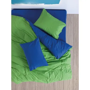 Lenjerie de pat verde/albastra din bumbac ranforce pentru pat dublu/extinsa cu cearceaf inclus/cu 4 piese 200x220 cm Sage - Mijolnir imagine
