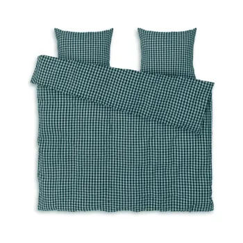 Lenjerie de pat verde-albastra din tesatura crep pentru pat dublu/extinsa 200x220 cm Bak&Bolge - JUNA imagine