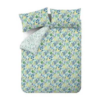 Lenjerie de pat verde/albastra pentru pat dublu 200x200 cm Tilly Floral - Catherine Lansfield imagine