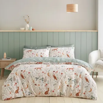 Lenjerie de pat verde/bej pentru pat dublu/extinsa 230x220 cm Enchanted Twilight - Catherine Lansfield imagine