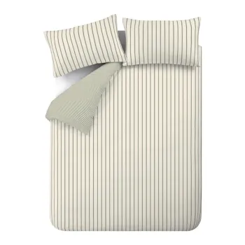 Lenjerie de pat verde/crem din bumbac pentru pat dublu 200x200 cm Hampton Stripe - Bianca imagine