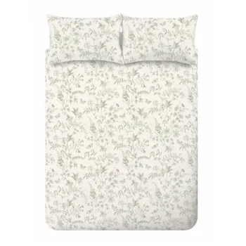 Lenjerie de pat verde/crem din bumbac pentru pat dublu/extinsa 230x220 cm Thea Floral - Bianca imagine