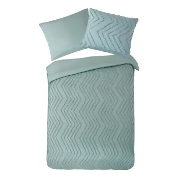 Lenjerie de pat verde-deschis din microfibra pentru pat de o persoana/extinsa 140x220 cm Pure Zigzag - Good Morning imagine