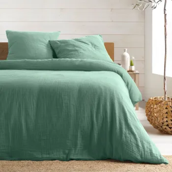 Lenjerie de pat verde-deschis din muselina pentru pat dublu/extinsa 240x260 cm Angelia - douceur d'interieur imagine