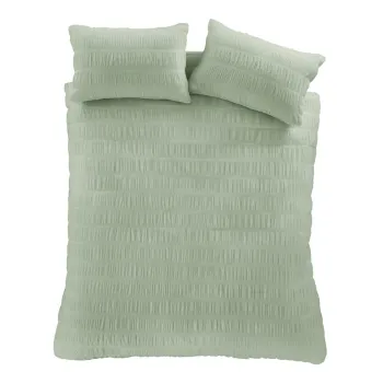 Lenjerie de pat verde-deschis din tesatura crep pentru pat dublu/extinsa 230x220 cm Seersucker - Catherine Lansfield imagine