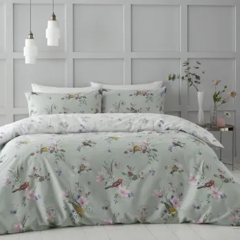 Lenjerie de pat verde-deschis pentru pat de o persoana 135x200 cm Songbird - Catherine Lansfield imagine