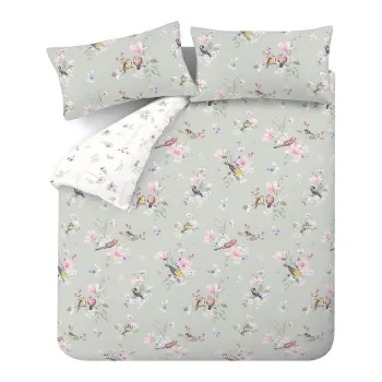 Lenjerie de pat verde-deschis pentru pat dublu/extinsa 230x220 cm Songbird - Catherine Lansfield imagine