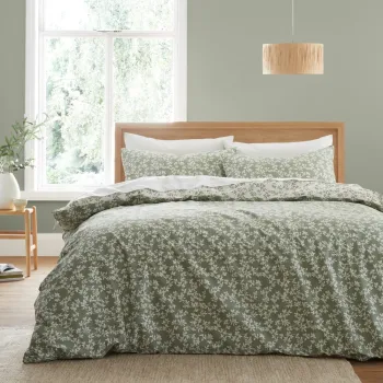 Lenjerie de pat verde din bumbac pentru pat dublu 200x200 cm Shadow Leaves - Bianca imagine