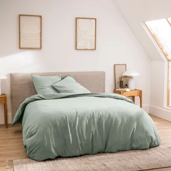 Lenjerie de pat verde din bumbac pentru pat dublu/extinsa cu 3 piese 240x220 cm Meline - douceur d'interieur imagine