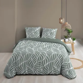 Lenjerie de pat verde din bumbac pentru pat dublu/extinsa cu 3 piese 240x220 cm Morgane - douceur d'interieur imagine