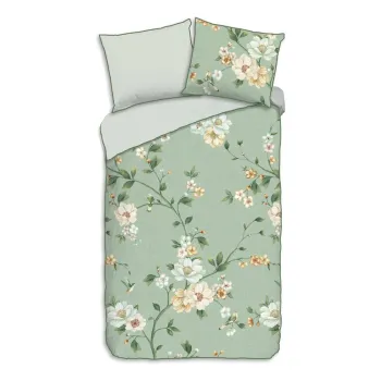 Lenjerie de pat verde din bumbac satinat pentru pat de o persoana/extinsa 140x220 cm Sizena - Descanso imagine