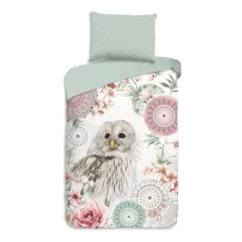 Lenjerie de pat verde din flanela pentru pat de o persoana 140x200 cm Omaira - HIP imagine