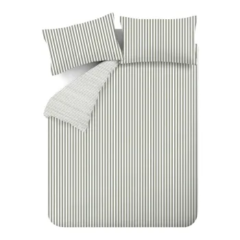 Lenjerie de pat verde din flanela pentru pat dublu/extinsa 230x220 cm Stripe - Catherine Lansfield imagine