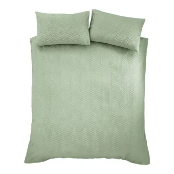 Lenjerie de pat verde din tesatura crep pentru pat dublu/extinsa 230x220 cm Heatset Wave - Catherine Lansfield imagine