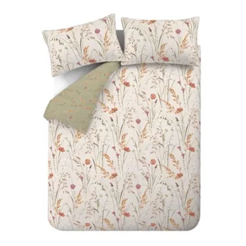 Lenjerie de pat verde/maro din flanela pentru pat dublu 200x200 cm Grasmere Floral - Catherine Lansfield imagine