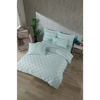 Lenjerie de pat verde-menta din damasc pentru pat dublu 200x200 cm Kareli - Mijolnir imagine