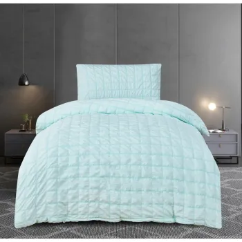 Lenjerie de pat verde-menta din tesatura crep pentru pat de o persoana 140x200 cm Naomi - My House imagine