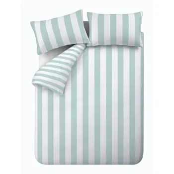 Lenjerie de pat verde-menta pentru pat dublu/extinsa 230x220 cm Cove Stripe - Catherine Lansfield imagine