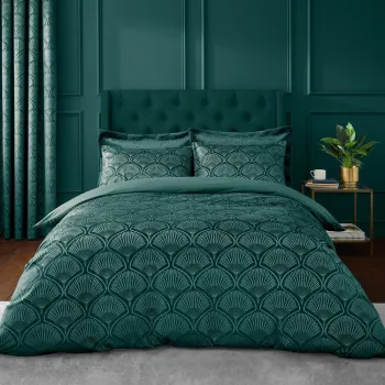 Lenjerie de pat verde pentru pat dublu 200x200 cm Art Deco Pearl - Catherine Lansfield imagine