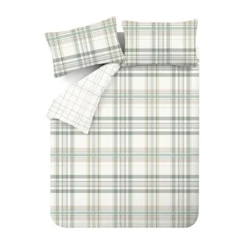 Lenjerie de pat verde pentru pat dublu/extinsAcu 3 piese 230x220 cm Cartmel Check aEURCatherine Lansfield imagine