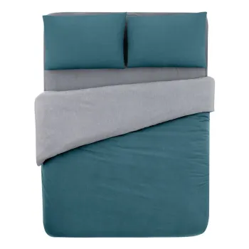Lenjerie de pat verde petrol-gri din bumbac pentru pat de o persoana-extins si cearceaf 160x220 cm - Mila Home imagine