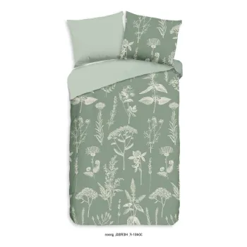 Lenjerie de pat verde salvie din flanela pentru pat de o persoana/extinsa 140x220 cm Herbs - Good Morning imagine