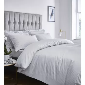 Lenjerie gri pentru pat de o persoana 135x200 cm Satin Stripe - Catherine Lansfield imagine
