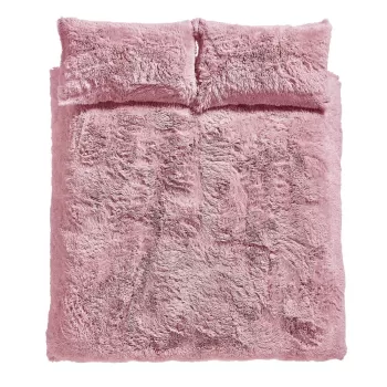 Lenjerie roz pentru pat dublu/extinsa 230x220 cm Cuddly Deep Pile - Catherine Lansfield imagine