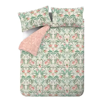 Lenjerie verde/roz pentru pat dublu 200x200 cm Clarence Floral - Catherine Lansfield imagine