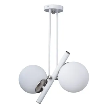 Lustra alb-argintie cu abajur din sticla o 15 cm Libra - Squid Lighting imagine