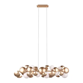 Lustra alb-auriu cu abajur din sticla Bubble - Trio Select imagine