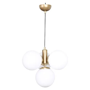 Lustra alb-auriu cu abajur din sticla o 15 cm Hector - Squid Lighting imagine